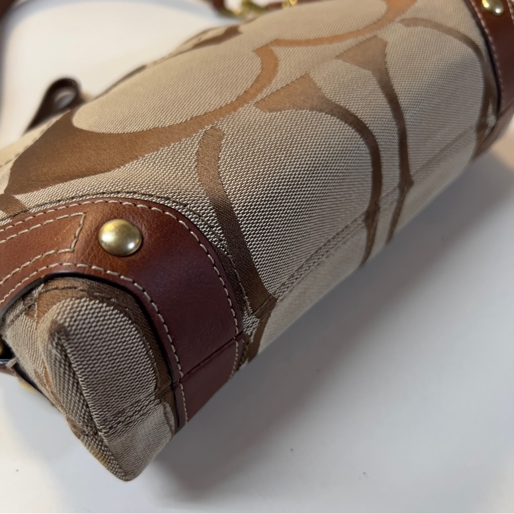 Coach Vintage Y2K Brown Big C Logo pattern Canvas Small Shoulder Wristlet Bag - Picture 6 of 16